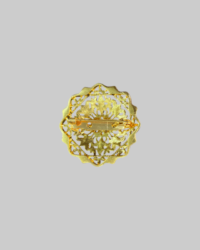 Antique Gold Filigree Brooch with Red Coral Cabochon – Vintage Estate Jewelry - Image 2