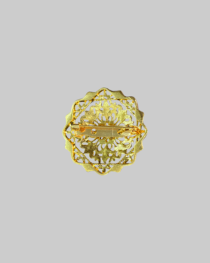 Antique Gold Filigree Brooch with Red Coral Cabochon – Vintage Estate Jewelry - Image 2