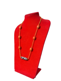 Handmade Tibetan Necklace with Red Coral & Central Dzi Bead - Image 2