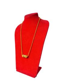 Gold-Plated Locket Necklace with Decorative Blue-Beaded Accents - Image 2