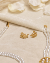 Elegant White Pearl & CZ Stone Necklace Set – Floral Design Jewelry - Image 2