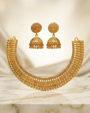 Exquisite Traditional Gold Necklace & Jhumka Set | Bridal Jewelry - Image 2
