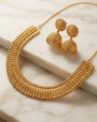 Exquisite Traditional Gold Necklace & Jhumka Set | Bridal Jewelry