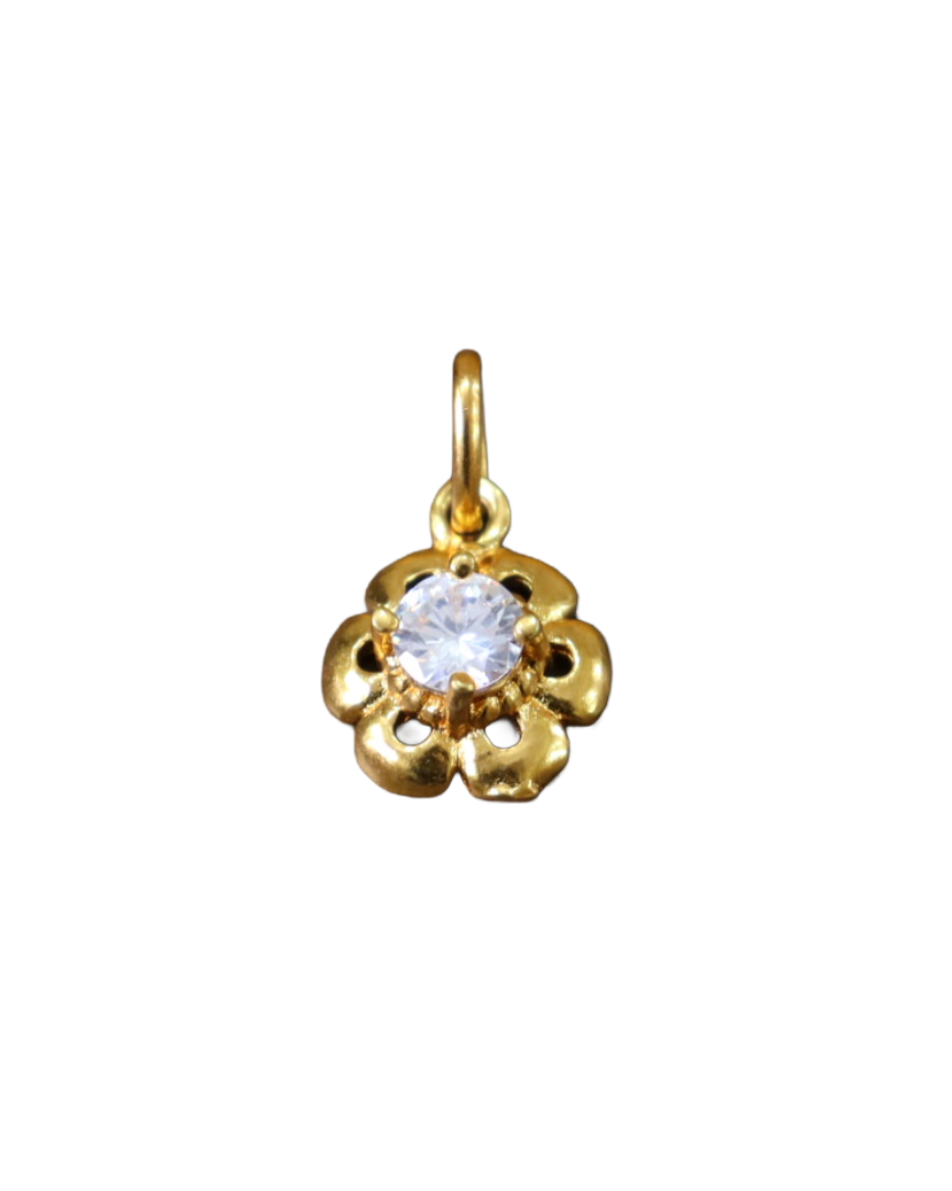 GKhZ43iqjvAP1Hn7Fz71yxZPe1dO3X61d6R3qYTn Gold-Filled Flower Charm Pendant with Clear Cubic Zirconia or Rhinestone - Image 1