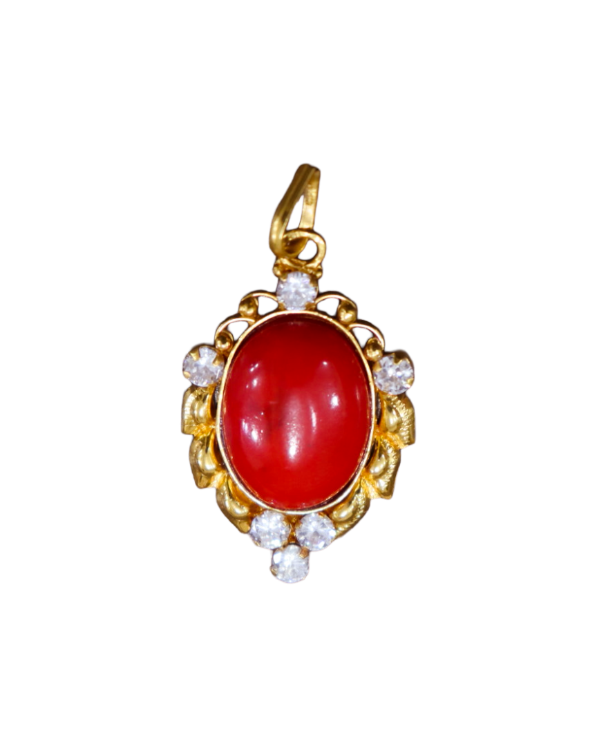 Gold Coral & Diamond Pendant Elegant Fine Jewelry Gold Coral & Diamond Pendant | Elegant Fine Jewelry - Image 1