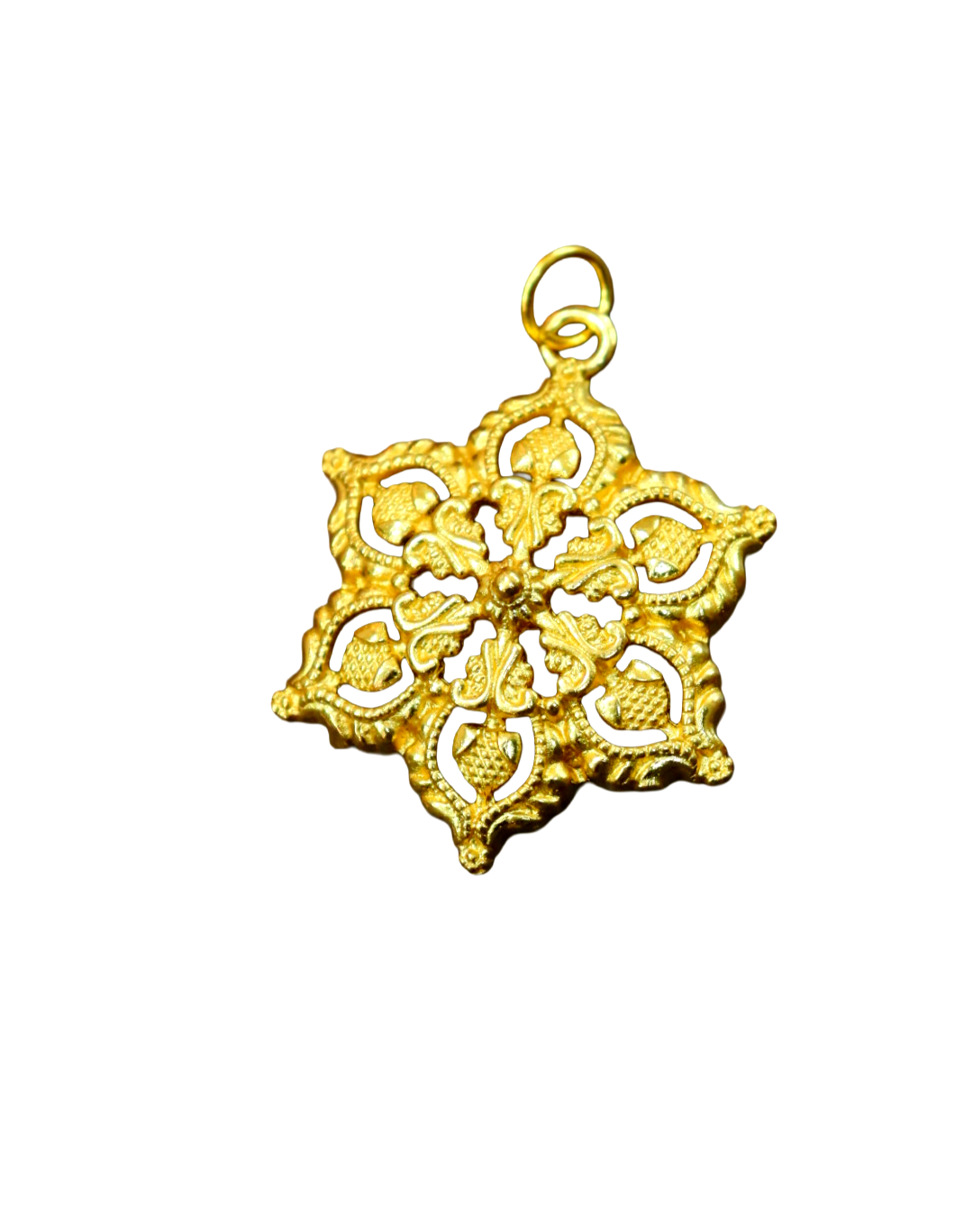 Gold Diamond-Cut Filigree Medallion Charm Elegant Pendant for Necklace or Bracelet Gold Diamond-Cut Filigree Medallion Charm | Elegant Pendant for Necklace or Bracelet - Image 1