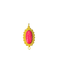 Gold-Filled Oval Rhodonite Gemstone Charm – Pink Stone Pendant
