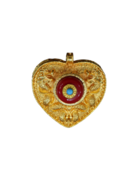 Heart-Shaped Gold-Plated Pendant with Red Center & Blue Evil Eye – Protective Charm Necklace