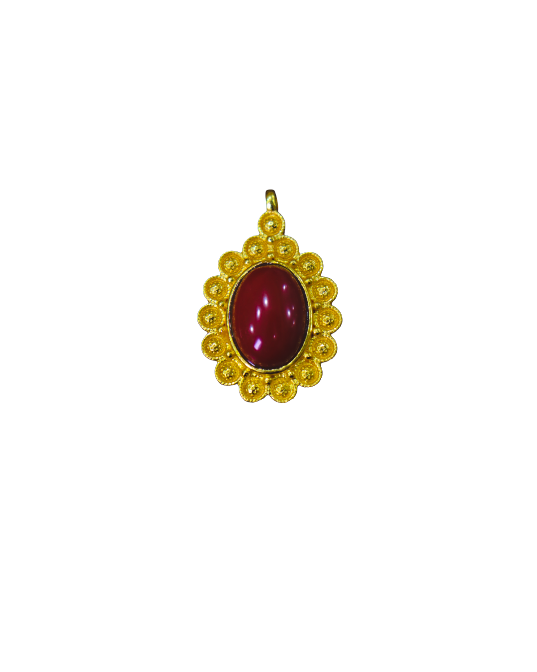 Gold Pendant with Red Gemstone Red Coral or Carnelian Necklace Gold Pendant with Red Gemstone | Red Coral or Carnelian Necklace - Image 1