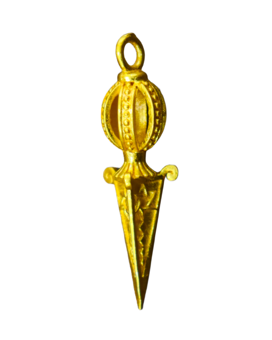 Gold-Plated Brass Phurba (Kila) Ritual Dagger Pendant Gold-Plated Brass Phurba (Kila) Ritual Dagger Pendant - Image 1