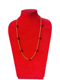 Gold-Plated Chain Necklace with Red Coral Beads