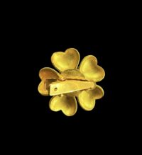 Gold-Plated Floral Brooch with Red Stone - Image 2