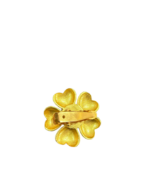 Gold-Plated Flower Brooch with Turquoise Stone Center - Image 2