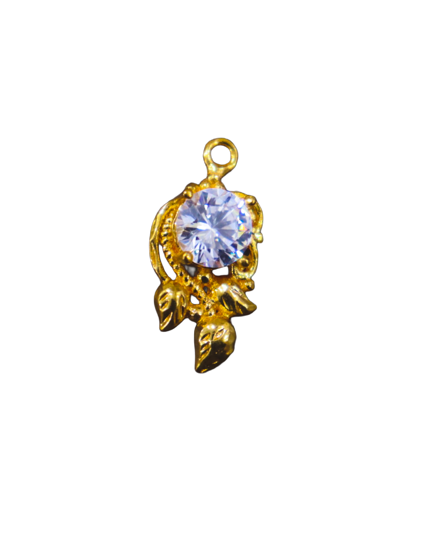 Gold-Plated Leaf Zircon Charm Pendant Gold-Plated Leaf Zircon Charm Pendant - Image 1