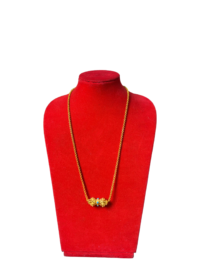 Gold-Plated Locket Necklace with Decorative Blue-Beaded Accents