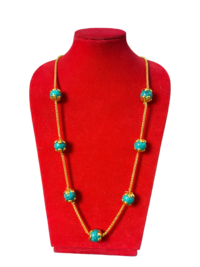 Gold-Plated Necklace with Turquoise Gemstone Beads