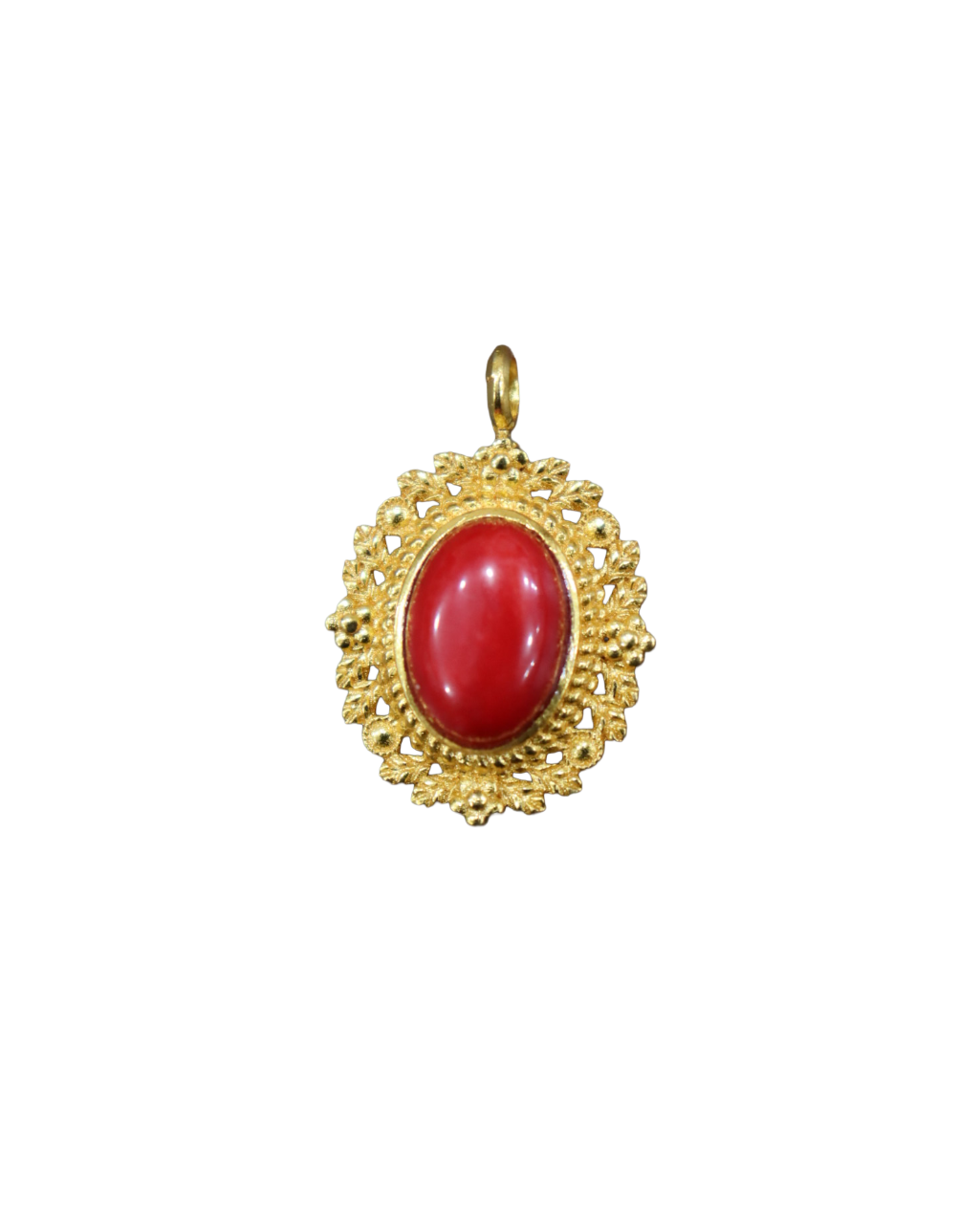 Gold-Plated Red Coral Pendant Elegant Gemstone Jewelry Gold-Plated Red Coral Pendant | Elegant Gemstone Jewelry - Image 1
