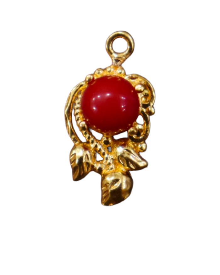 Gold-Plated Red Coral Pendant Gold-Plated Red Coral Pendant - Image 1