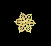 Gold-Plated Tibetan Ghau Amulet Brooch Pendant – Prayer Box with Coral & Turquoise Stones - Image 2