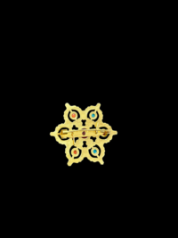 Gold-Plated Tibetan Ghau Amulet Brooch with Turquoise & Coral Stones - Image 2