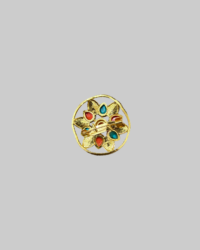 Gold-Plated Tibetan Ghau Brooch Box Pendant with Turquoise & Coral Stones - Image 2