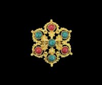 Gold-Plated Tibetan Ghau (Gau) Amulet Brooch – Prayer Box Spiritual Jewelry
