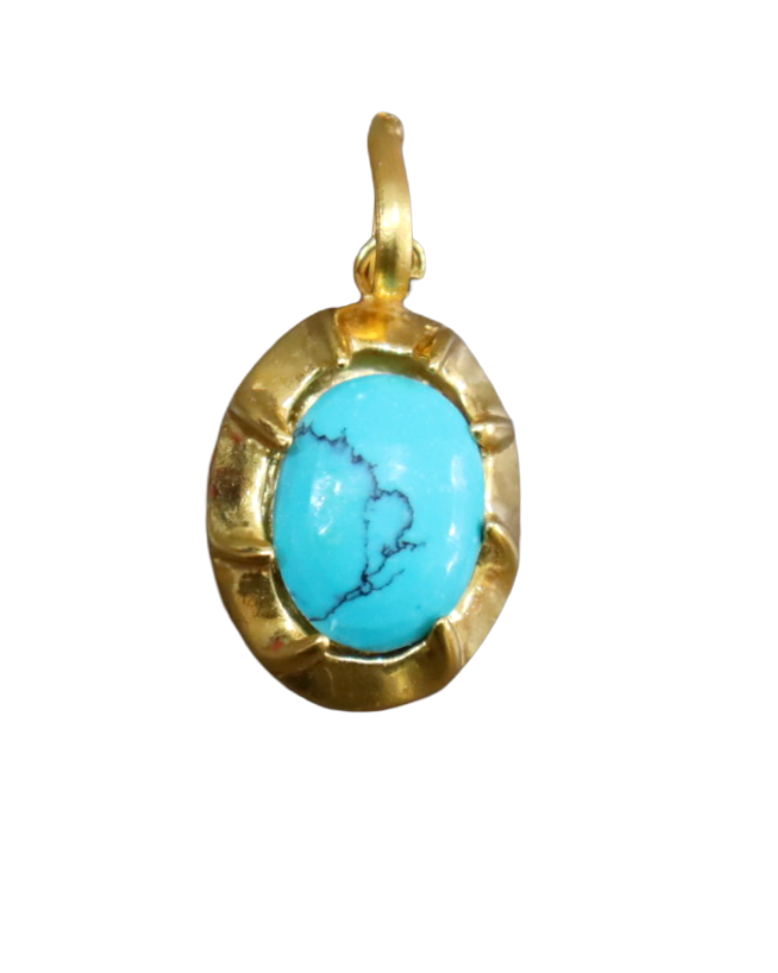 Gold-Plated Turquoise Gemstone Pendant Elegant Jewelry Gold-Plated Turquoise Gemstone Pendant | Elegant Jewelry - Image 1