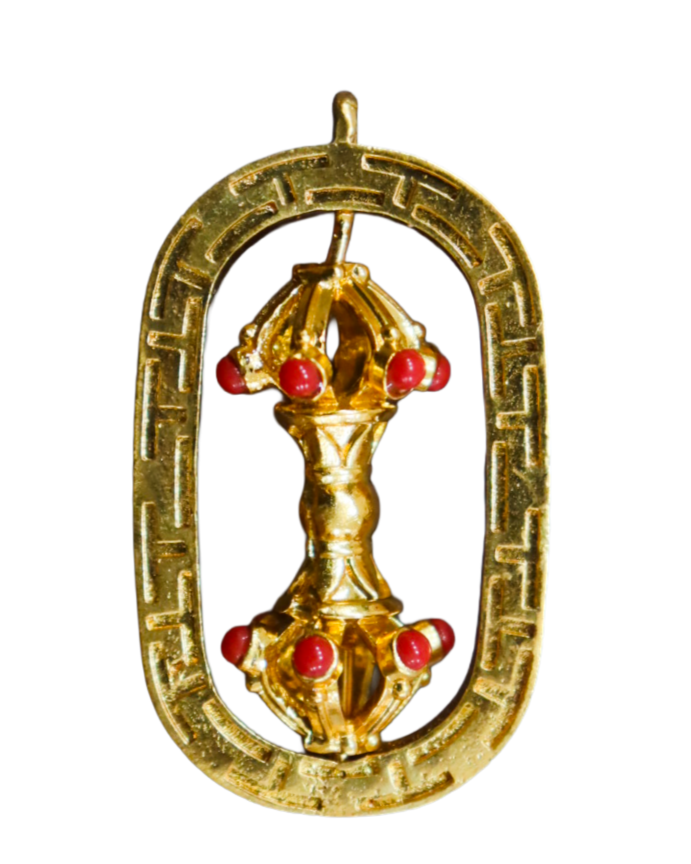 Gold-Plated Vajra (Dorje) Pendant Amulet Gold-Plated Vajra (Dorje) Pendant Amulet - Image 1
