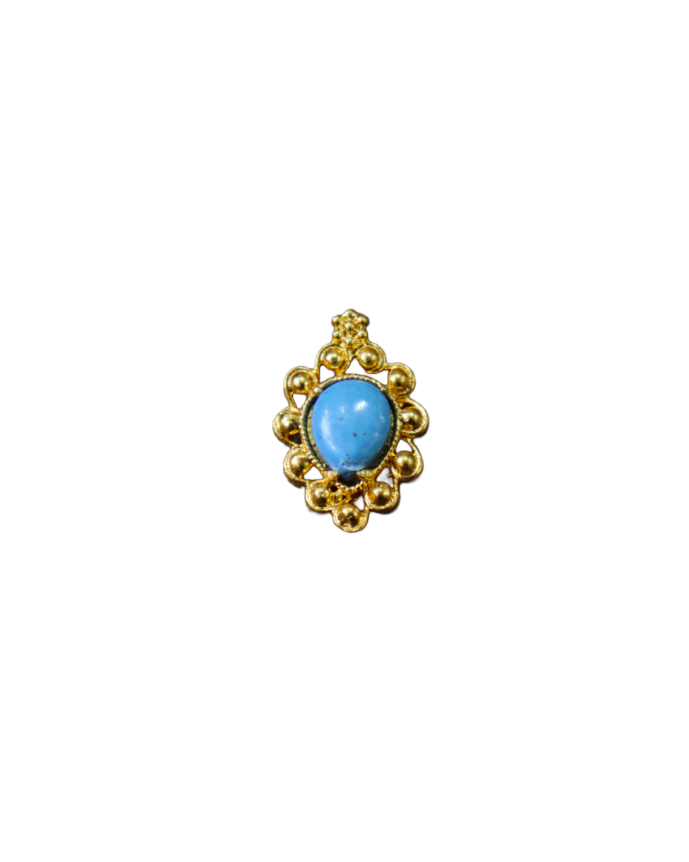Gold-Set Daisy-Shaped Turquoise Stud Earrings 14K Gold-Plated Sterling Silver Gold-Set Daisy-Shaped Turquoise Stud Earrings | 14K Gold-Plated Sterling Silver - Image 1