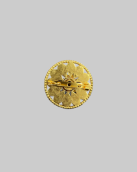 Gold-Tone Floral Brooch with Turquoise-Colored Teardrop Cabochons & Red Center Stone - Image 2