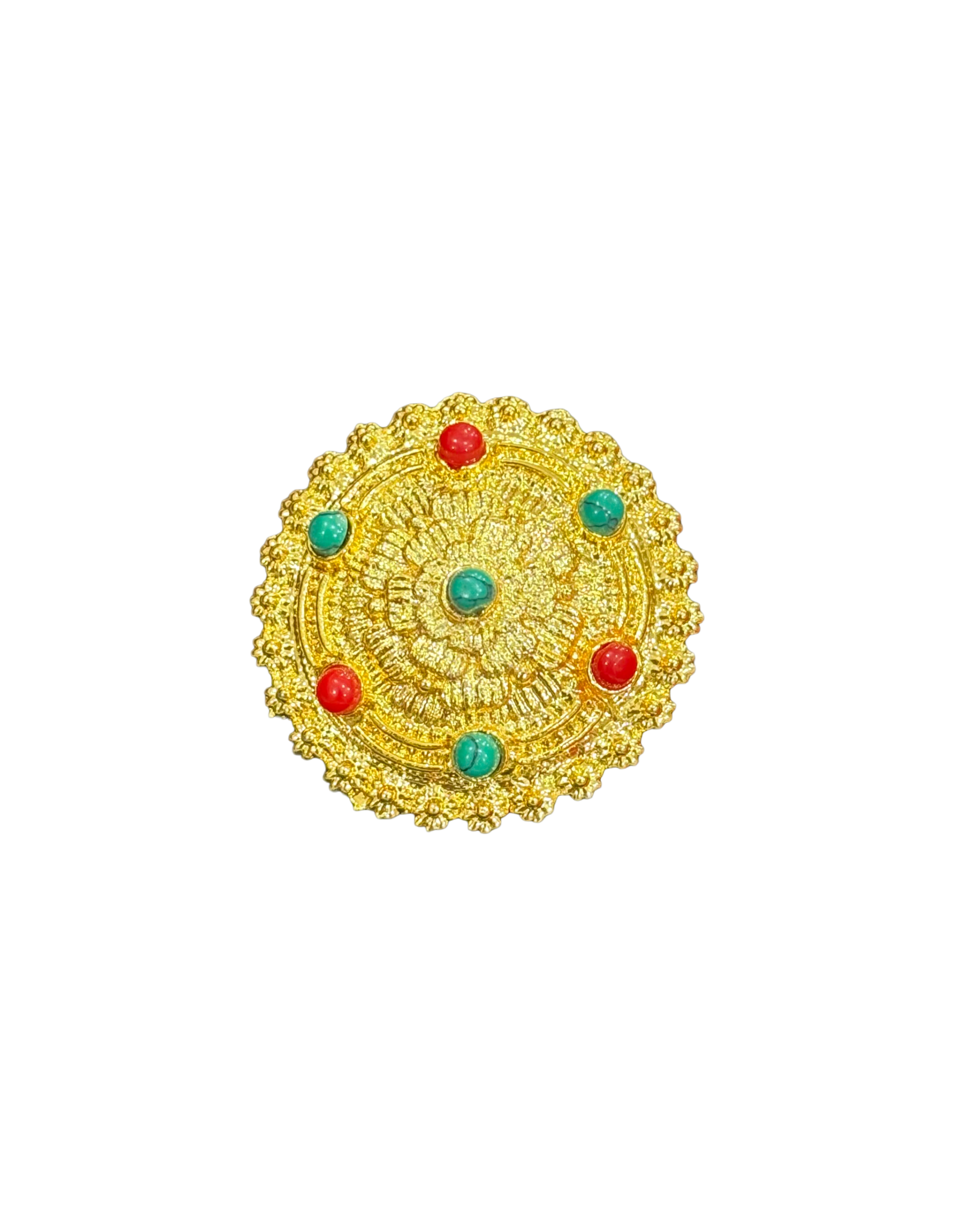 Gold-Tone Traditional Round Pin – Classic Vintage Statement Brooch Gold-Tone Traditional Round Pin – Classic Vintage Statement Brooch - Image 1
