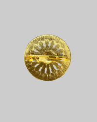Gold-Toned Starburst Brooch with Red Glass Cabochon Center | Vintage-Style Statement Pin - Image 2