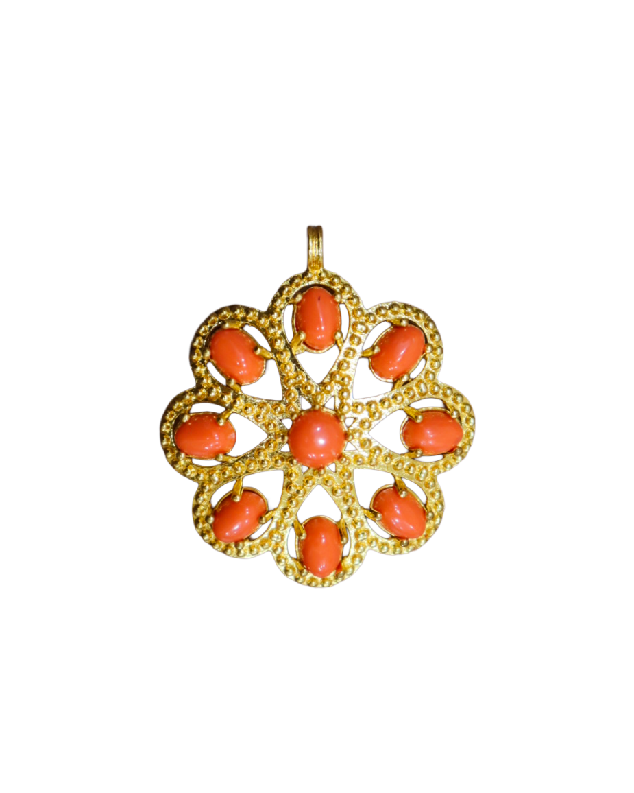 Gold and red coral pendant Gold and red coral pendant - Image 1