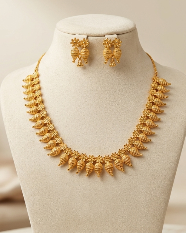 Golden Heritage Leaf Drop Necklace Set Golden Heritage Leaf Drop Necklace Set - Image 1