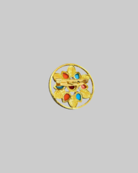 Handcrafted Tibetan Ghau Brooch – Gold-Gilded Copper Buddhist Prayer Box with Turquoise & Coral - Image 2
