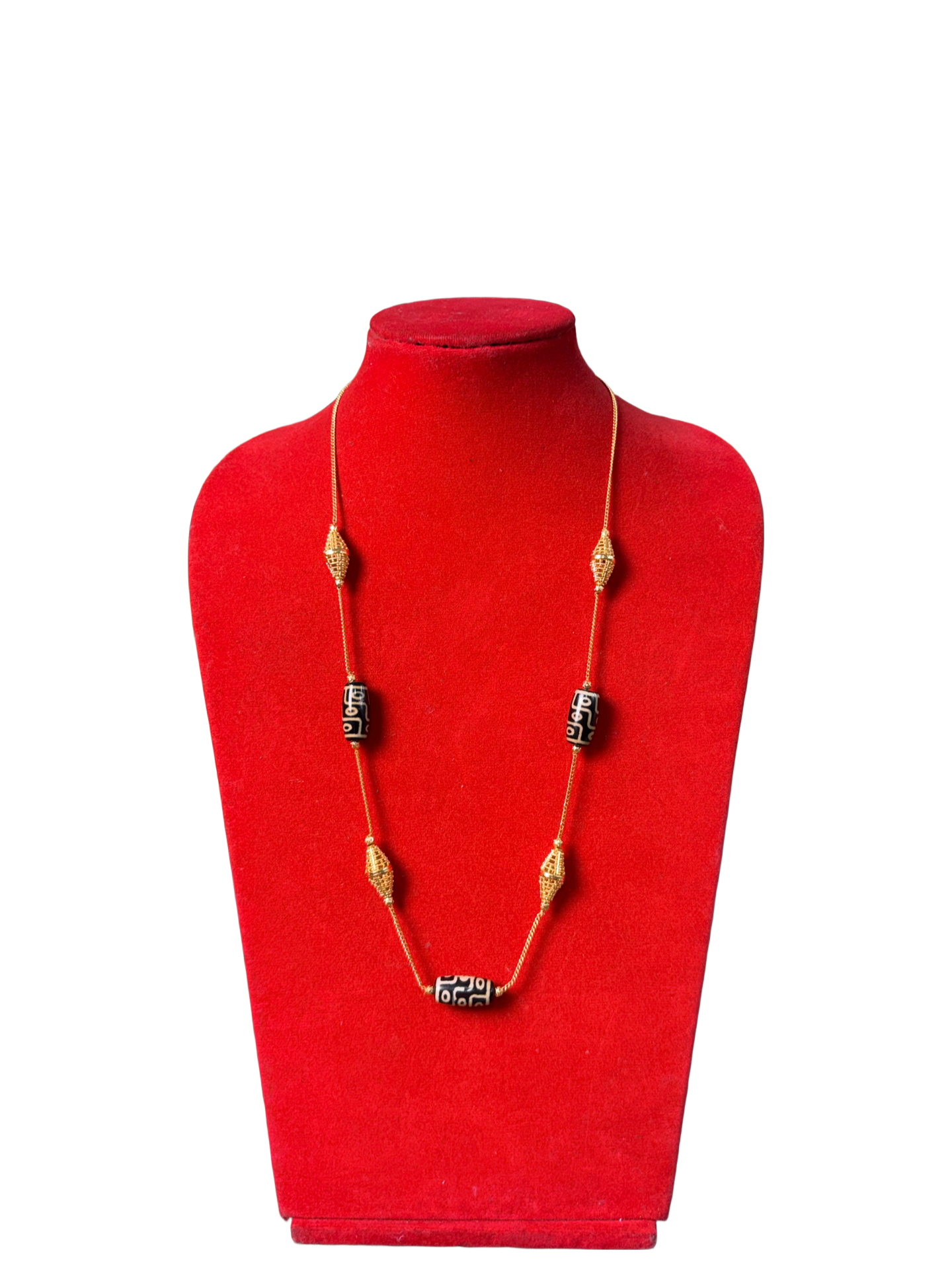 Handmade Tibetan Necklace with Dzi Beads – Ethnic Jewelry Handmade Tibetan Necklace with Dzi Beads – Ethnic Jewelry - Image 1
