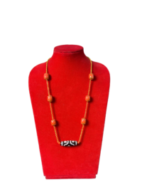 Handmade Tibetan Necklace with Red Coral & Central Dzi Bead