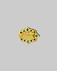 Handmade Tibetan/Nepali Brass Brooch with Turquoise & Coral Inlays | Artisan Statement Pin - Image 2