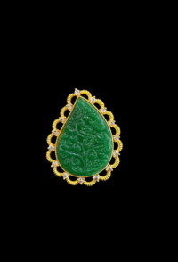 Jadeite Pendant or Brooch with Gold & Diamonds