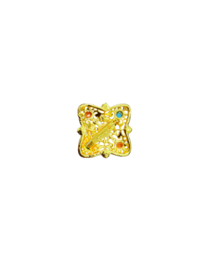 Kenneth Jay Lane Crystal Turquoise Brooch – Vintage Designer Statement Pin in Gold-Tone Setting - Image 2