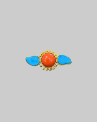 Kenneth Jay Lane Gold-Tone Turquoise & Coral Cluster Pin