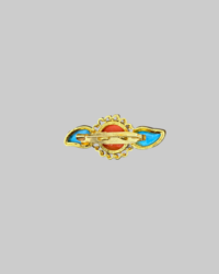 Kenneth Jay Lane Gold-Tone Turquoise & Coral Cluster Pin - Image 2