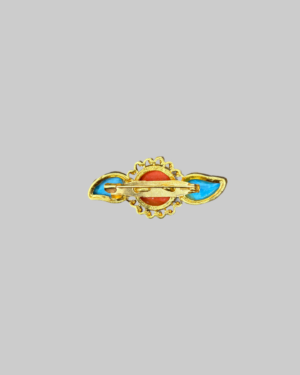 Kenneth Jay Lane Gold-Tone Turquoise & Coral Cluster Pin - Image 2