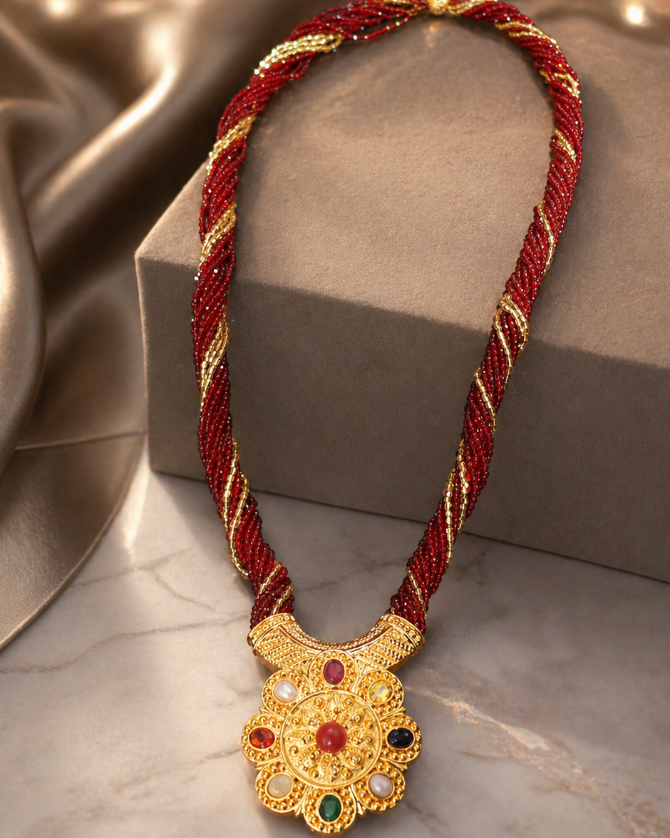 Maharani Navratna Statement Necklace Maharani Navratna Statement Necklace - Image 1