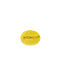Natural Turquoise and 18K Yellow Gold Bezel Brooch - Image 2