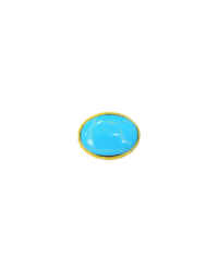 Natural Turquoise and 18K Yellow Gold Bezel Brooch