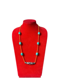 Nepali/Tibetan-Style Turquoise & Black Onyx Beaded Necklace