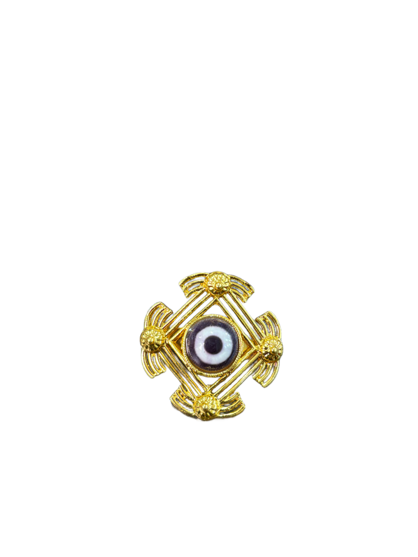 Outhouse Eye Promise Trinity Stud brooch – Gold-Plated Evil Eye brooch front Outhouse Eye Promise Trinity Stud brooch – Gold-Plated Evil Eye - Image 1