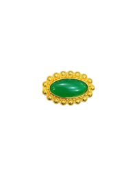 Gold-Filled Green Jade Cabochon Rounded Stud Brooches – Vintage-Style Statement Pins