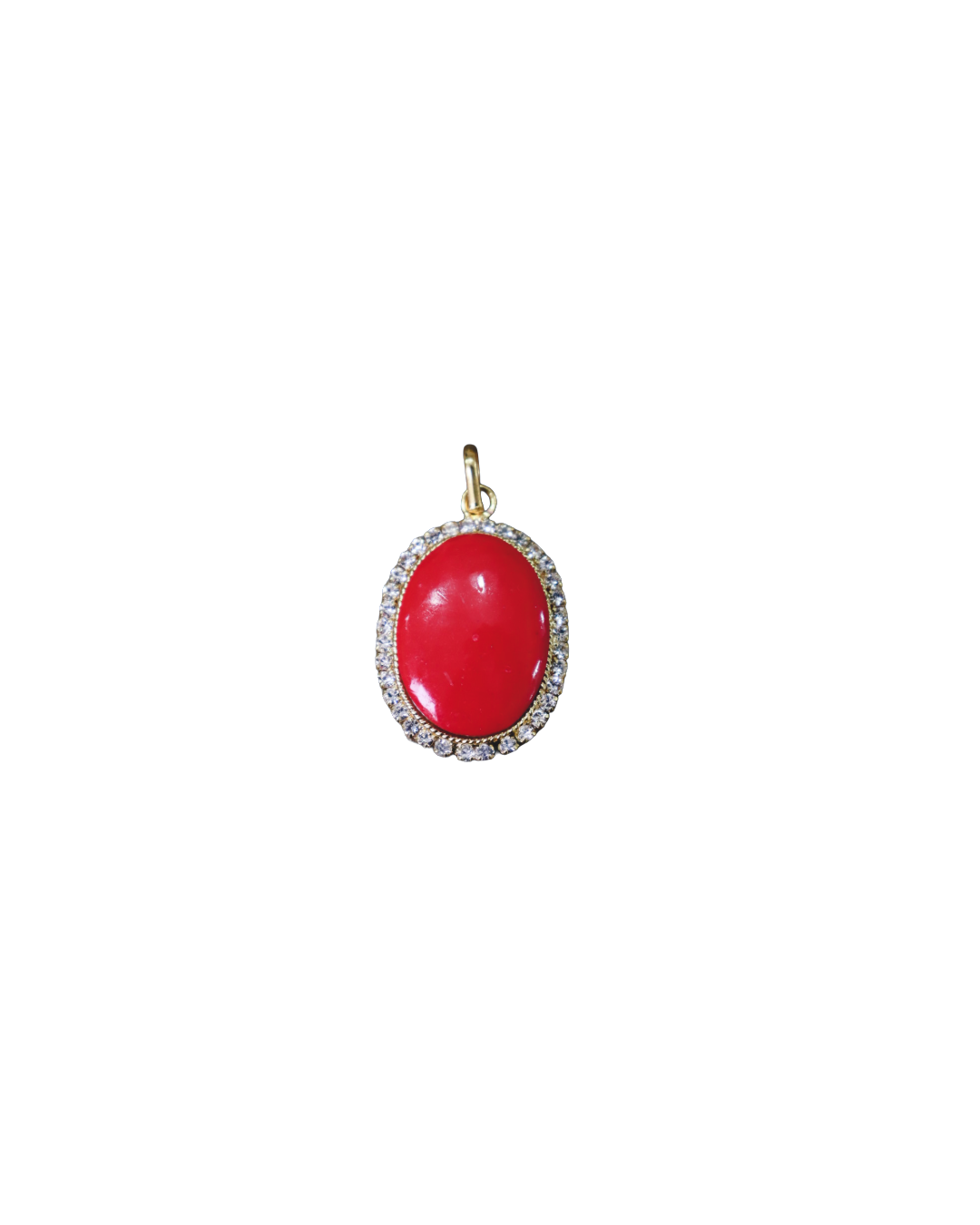 Red Coral and Diamond Yellow Gold Pendant Necklace Red Coral and Diamond Yellow Gold Pendant Necklace - Image 1